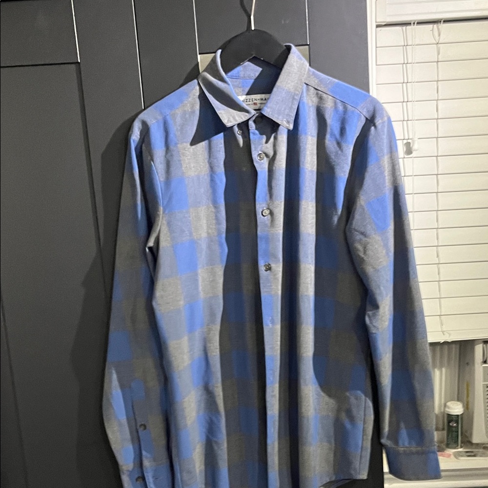 Mizzen+Main Blue and Gray Plaid Men's Shirt